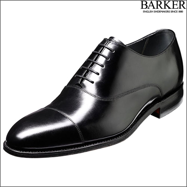 Barker Winsford Black Polish Oxford Toe Cap.