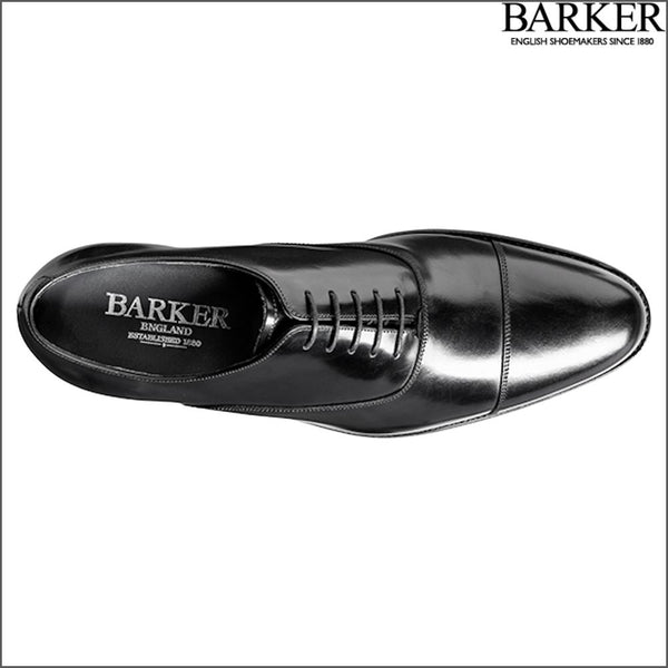 Barker Winsford Black Polish Oxford Toe Cap.