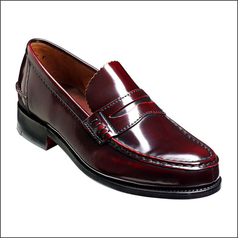 Barker Caruso Burgundy Hi-Shine Penny Loafer Size 8 & 8.5 Only*