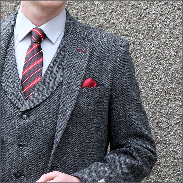 Harris Tweed Grey Herringbone 3pic Suit=