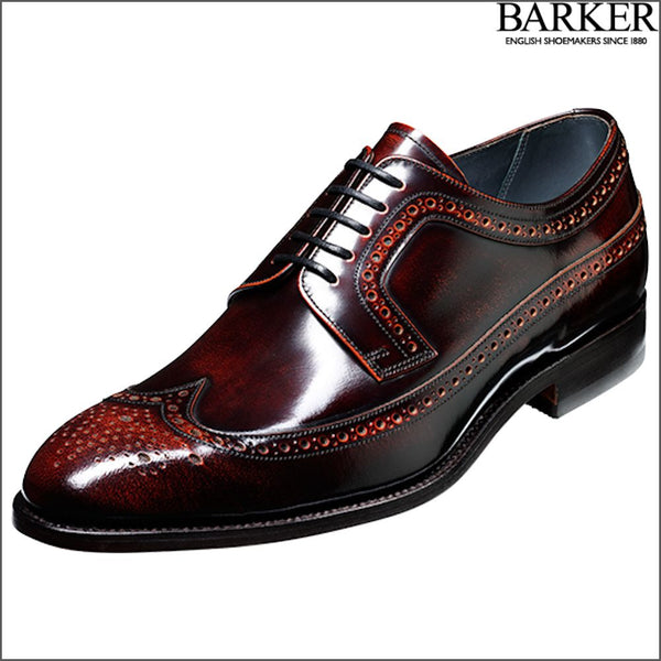 Barker Woodbridge Brandy Polish Wing Tip Derby.