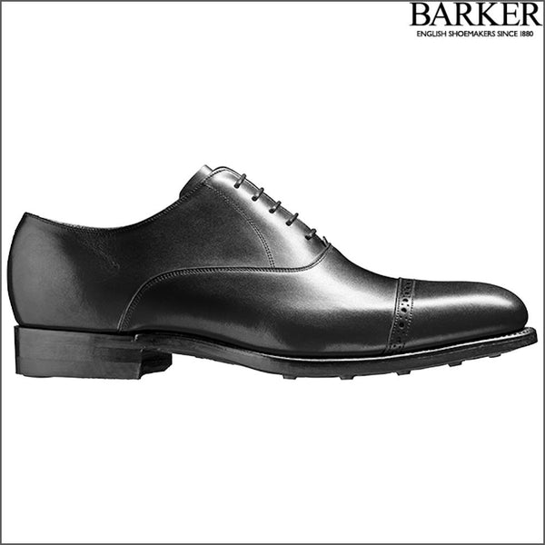Barker Burford Black Calf Oxford Toe Cap.
