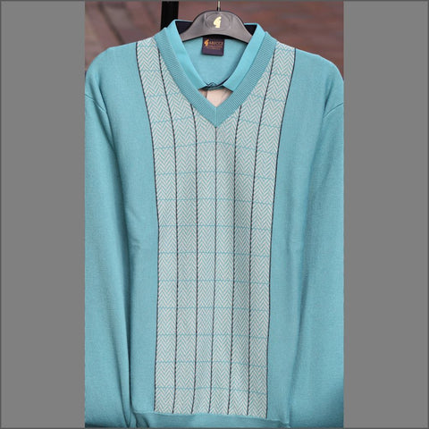 Gabicci M08 Duck Egg Pattern V Neck=