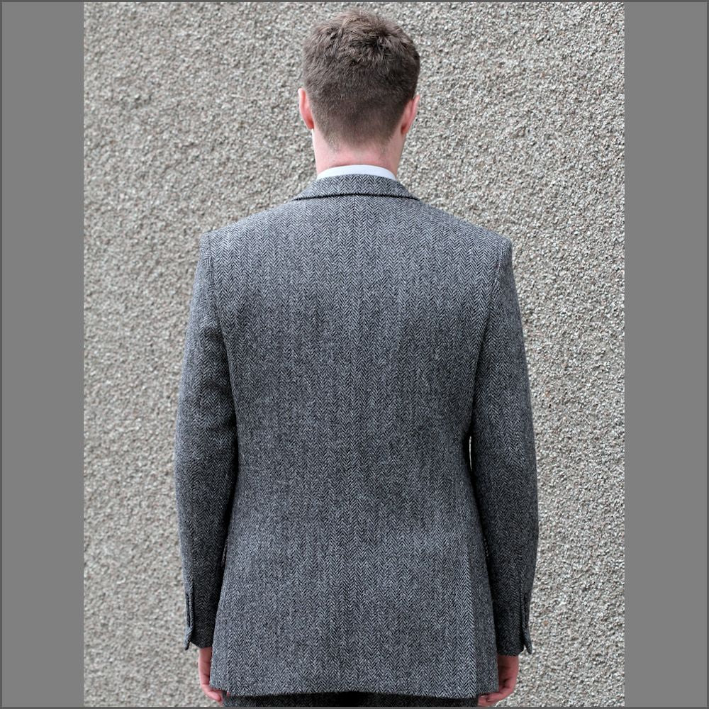 Harris Tweed Grey Herringbone 3pic Suit=