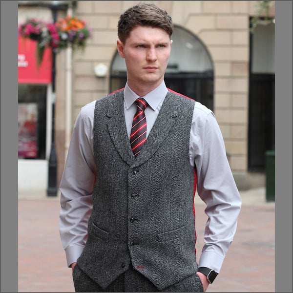 Harris Tweed Grey Herringbone 3pic Suit=