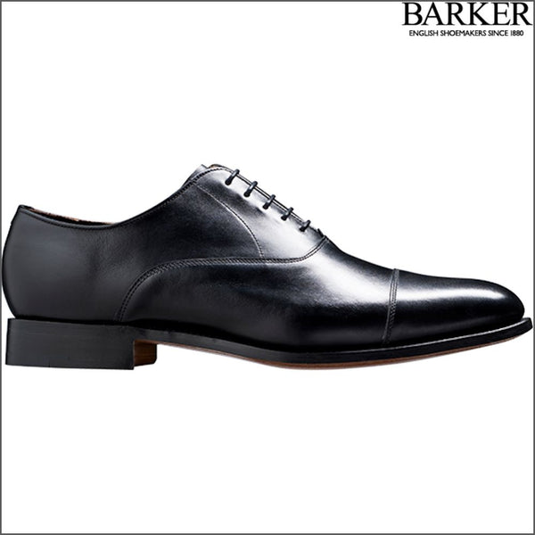 Barker Duxford Black Calf Oxford Toe Cap.