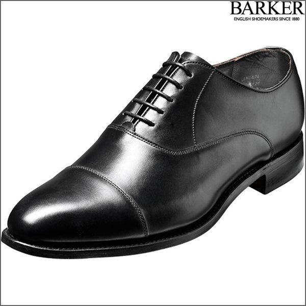 Barker Duxford Black Calf Oxford Toe Cap.