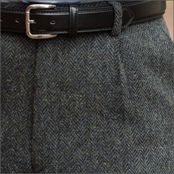 Harris Tweed Heather Blue Herringbone Trouser=