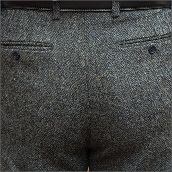 Harris Tweed Heather Blue Herringbone Trouser=