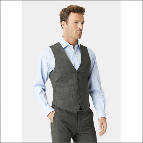 Brook Taverner Cassino Grey Check  Waist Coat*