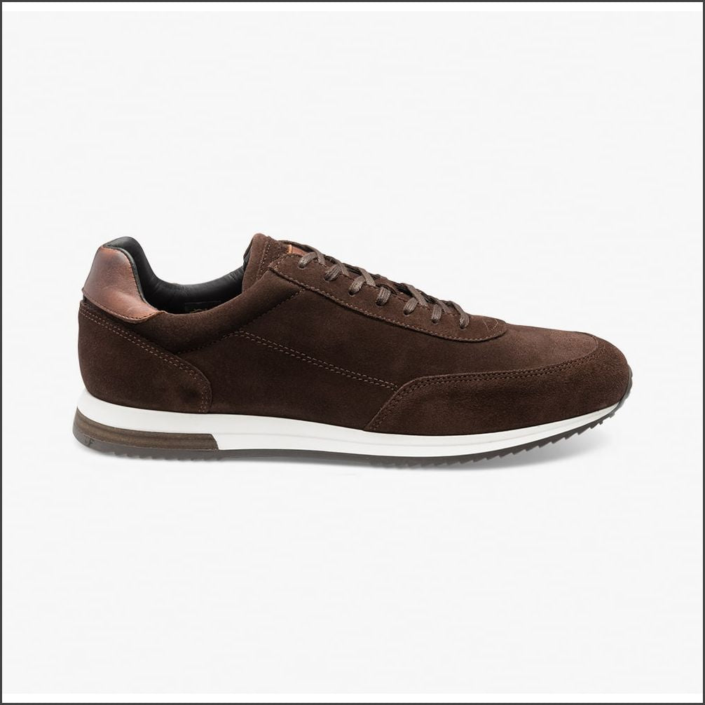 Loake Bannister Dark Brown Suede Trainer=