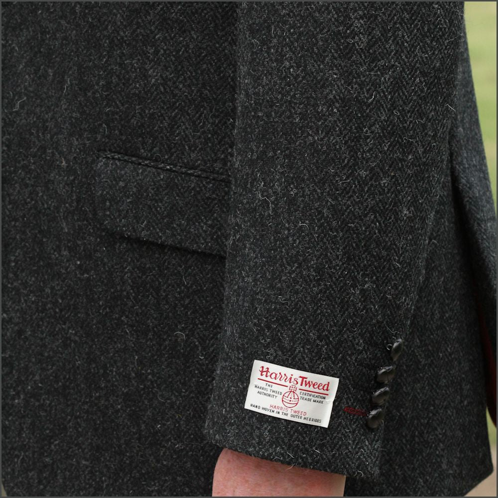 Harris Tweed Charcoal Herringbone Jacket= cwmenswear