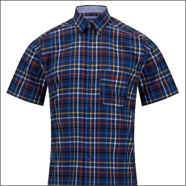 Dg's Navy Multi Check Short Sleeve=