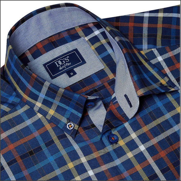 Dg's Navy Multi Check Short Sleeve=