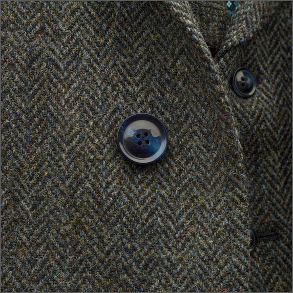Harris Tweed Blue Heather Herringbone Overcoat*