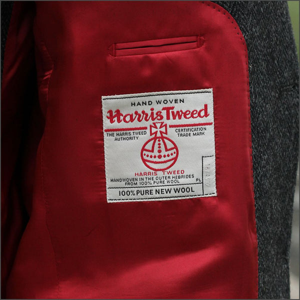 Harris Tweed Charcoal Herringbone 3 piece Suit=