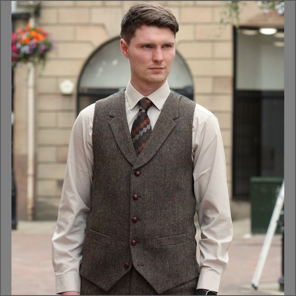 Harris Tweed Brown Herringbone 3 piece Suit=