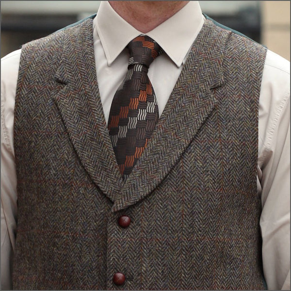 Harris Tweed Brown Herringbone Waist Coat`