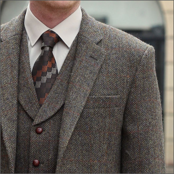 Harris Tweed Brown Herringbone 3 piece Suit=