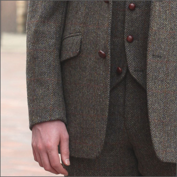 Harris Tweed Brown Herringbone 3 piece Suit=