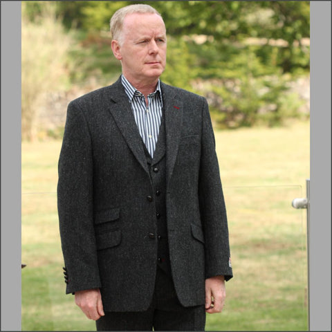 Harris Tweed Charcoal Herringbone Jacket=