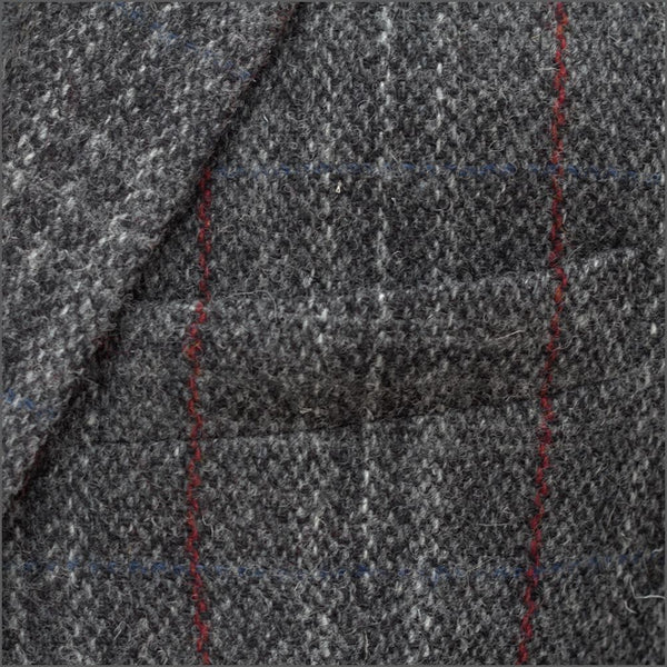 Harris Tweed Grey, Wine Check Jacket=
