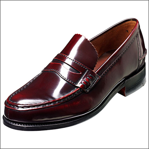 Barker Caruso Burgundy Hi-Shine Penny Loafer.