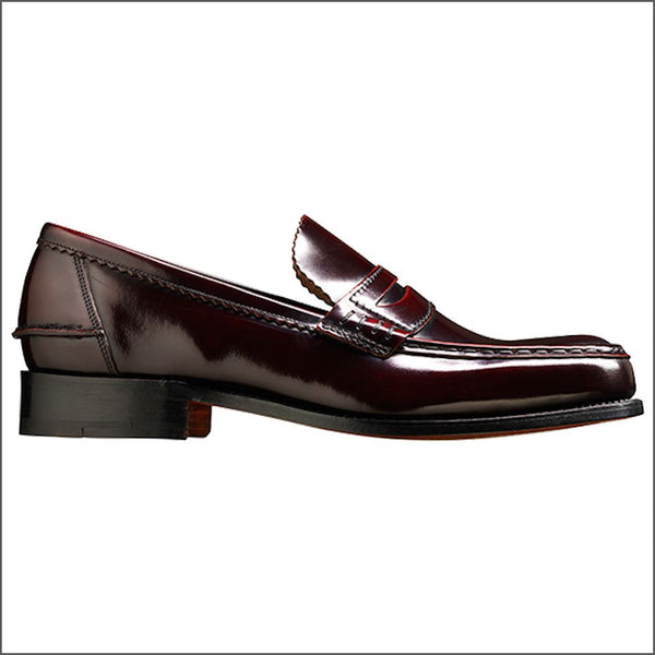 Barker Caruso Burgundy Hi-Shine Penny Loafer.