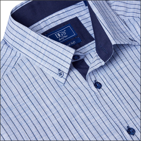 Dg's Blue Woven Stripe SS Shirt=