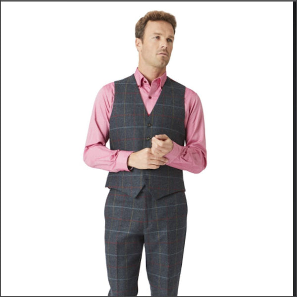 Brook Taverner Haincliffe  Blue Check Waist Coat@.