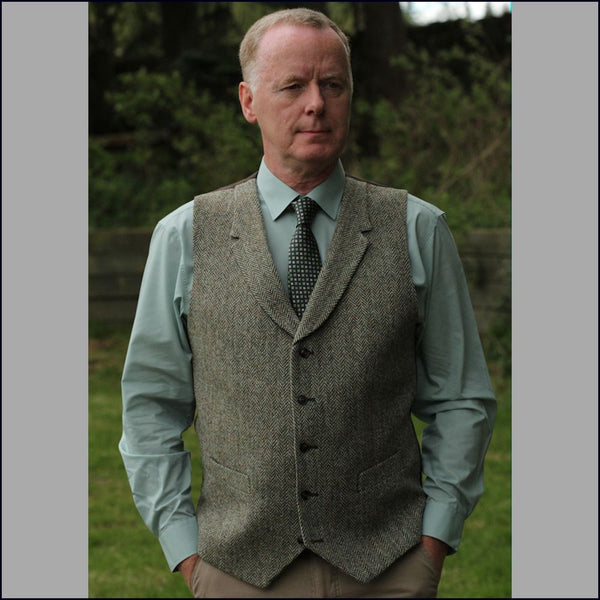 Harris Tweed Fawn Herringbone Jacket=