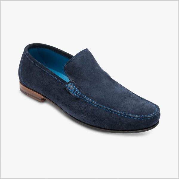 Loake Nicholson Navy Suede Moccasin Shoe=
