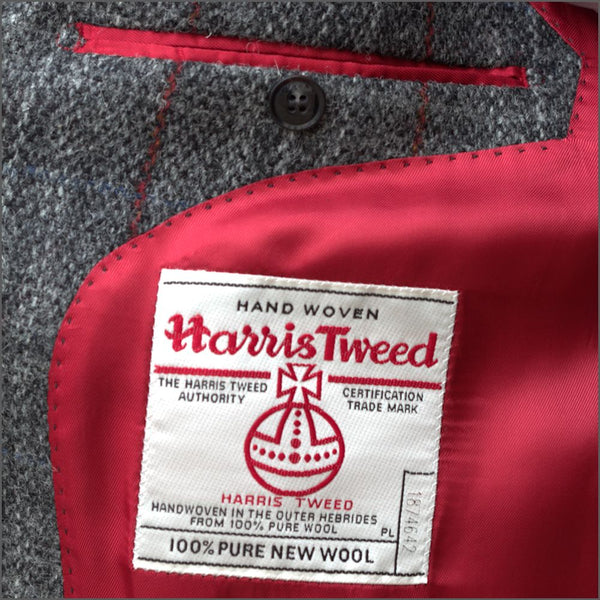 Harris Tweed Grey, Wine Check Jacket=