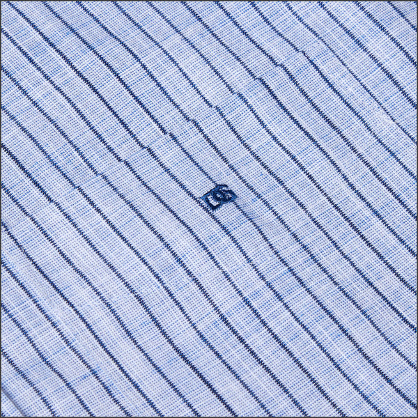 Dg's Blue Woven Stripe SS Shirt=