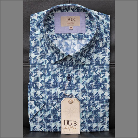 Drifter Giovanni Turquoise Pattern SS Shirt=