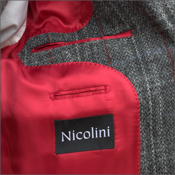 Harris Tweed Grey, Wine Check Jacket=