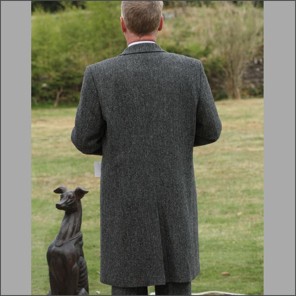 Harris Tweed Dark Grey Herringbone Overcoat*