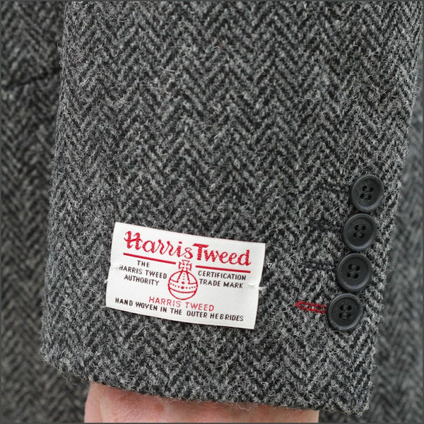 Harris Tweed Dark Grey Herringbone Overcoat*