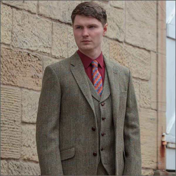 Harris Tweed Beige/Olive Herrinbone Jacket* | cwmenswear