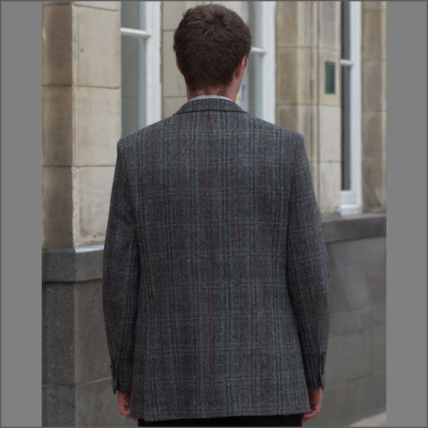 Harris Tweed Grey, Wine Check Jacket=