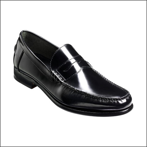 Barker Newington Black Hi-Shine Mocassin.