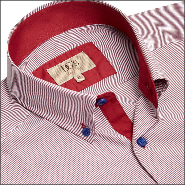 Dg's Fine Red Stripe Short Sleeve=