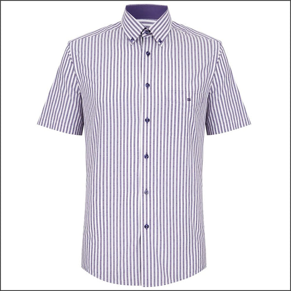 Drifter Ivano Purple & White Stripe SS Shirt=