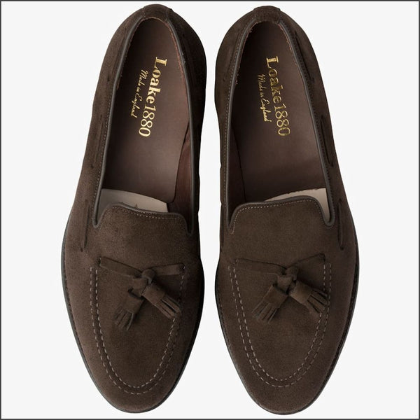 Loake Russell Chocolate Brown Suede Loaferª