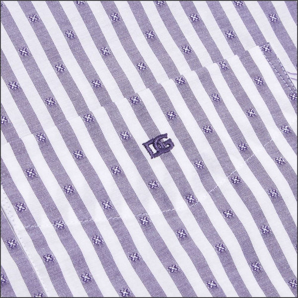 Drifter Ivano Purple & White Stripe SS Shirt=