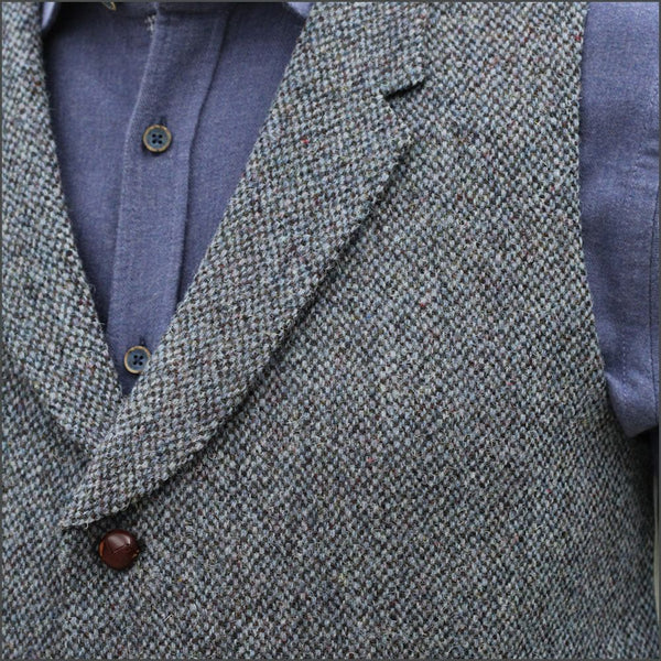 Harris Tweed Blue Marl  Waist Coat~~