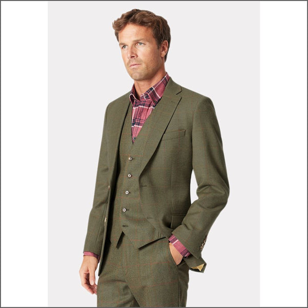 Brook Taverner Dalton Olive Check Suit Jacket*