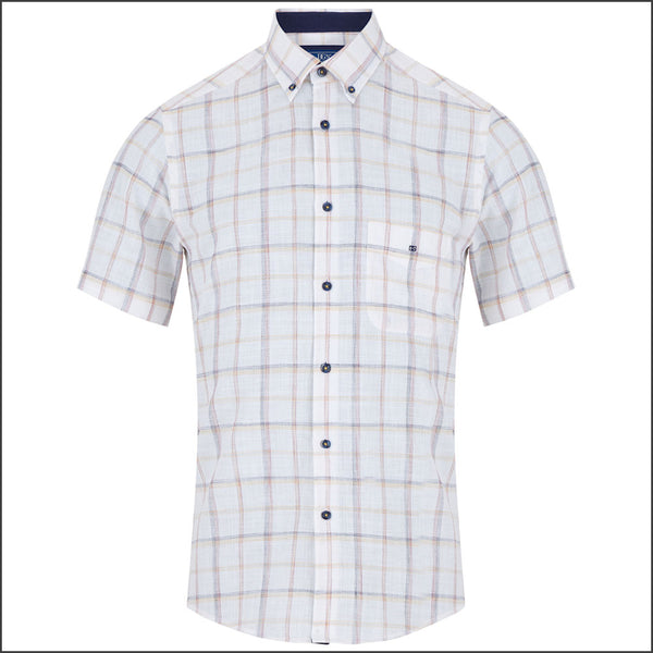 Dg's White Multi Check SS Shirt=