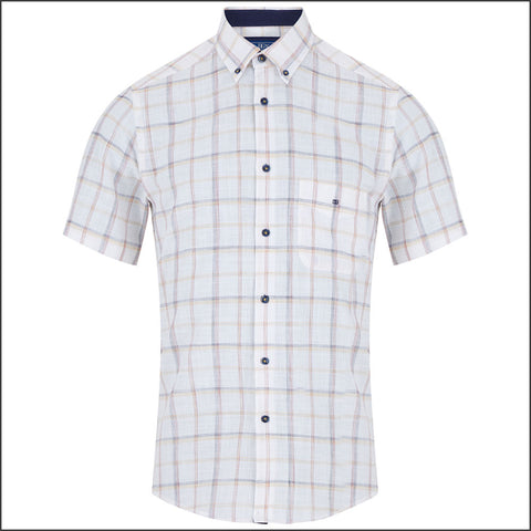 Dg's White Multi Check SS Shirt=