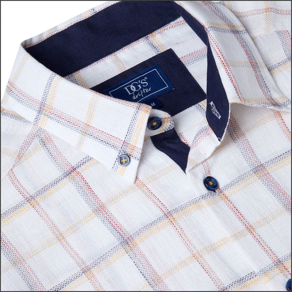 Dg's White Multi Check SS Shirt=